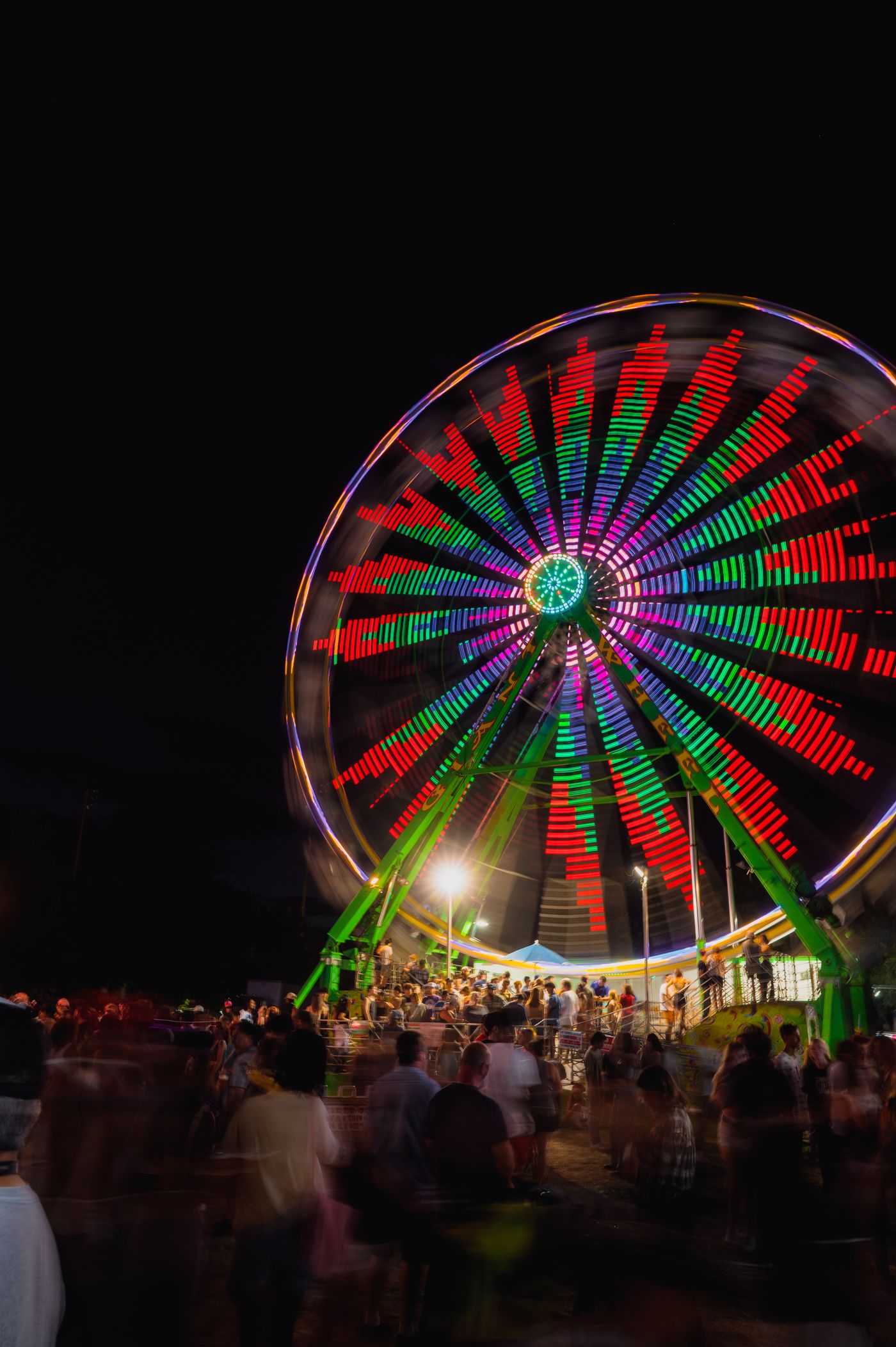 Festival crowd on site at night